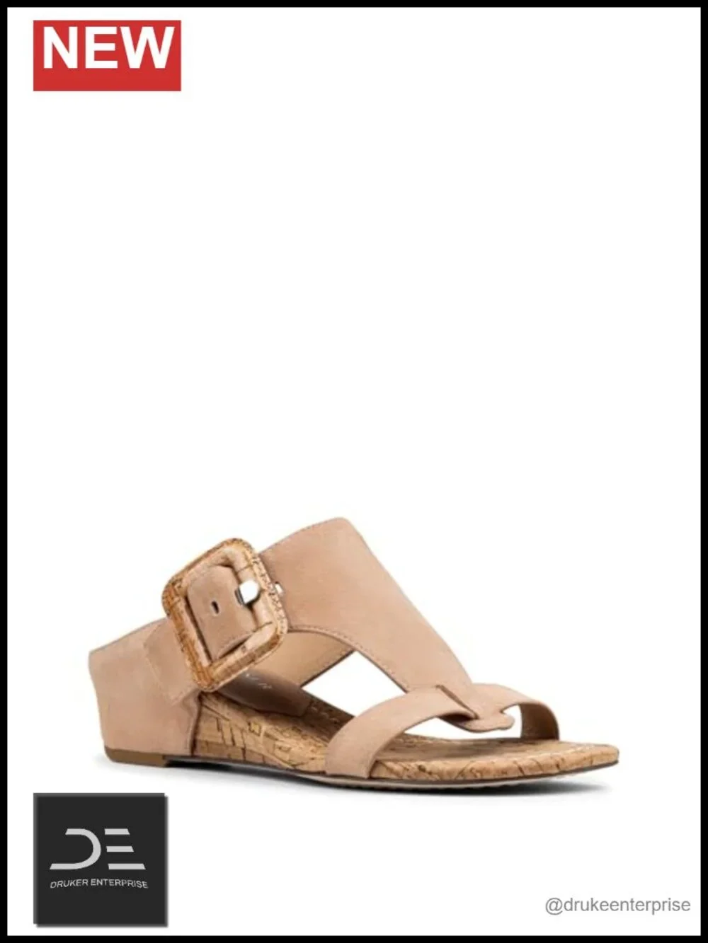 Suede T-Strap Wedge Sandals Slip On Comfort Platform